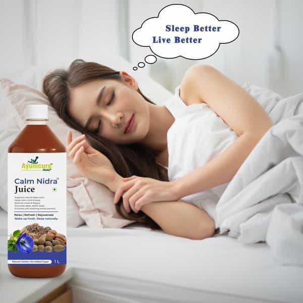 Ayumcure Calm Nidra Juice | Herbal Sleep Support Juice With Ashwagandha Tagar & Jatamansi - 1Ltr