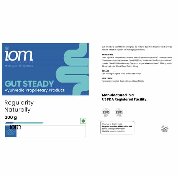 Iom Bioworks Gut Steady Diarrhea Support Supplement For Adults | Combo Pack Of 2