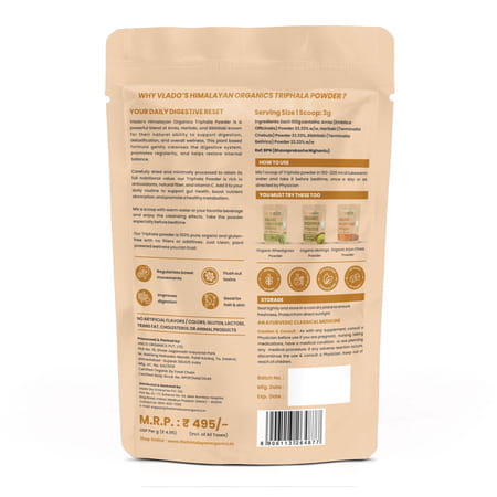 Vlado'S Himalayan Organics Triphala Powder | Triphala Churna | Gut Immune & Intestinal Health - 100g