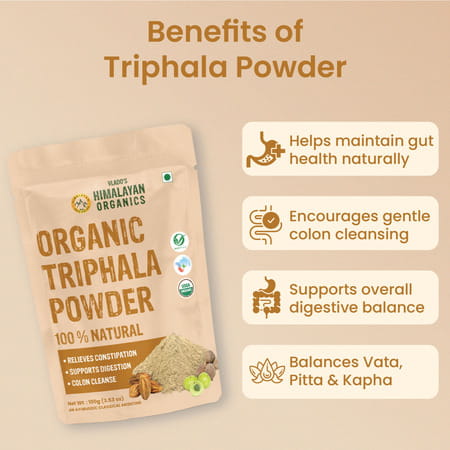 Vlado's Himalayan Organics Triphala Powder | Triphala Churna | Gut Immune & Intestinal Health - 100g