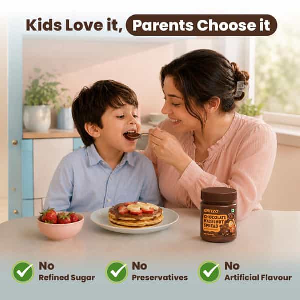 Gritzo Chocolate Hazelnut Spread With Almonds (300G) | Sweetened With Jaggery | No Palm Oil