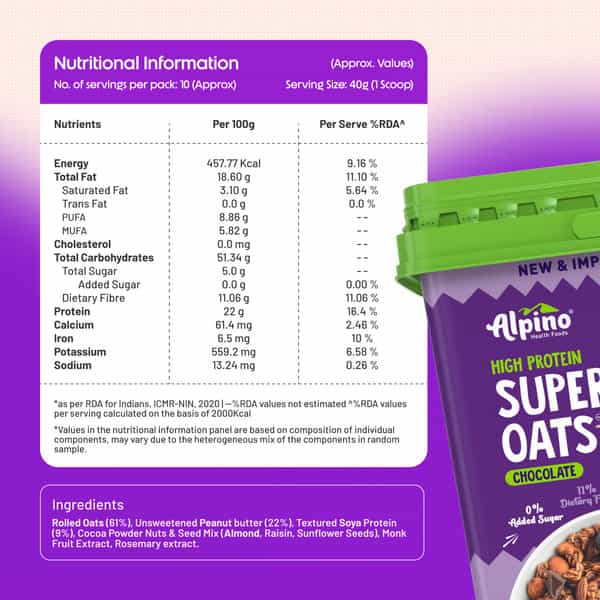 Alpino High Protein Super Oats Chocolate Jar 2.5 Kg