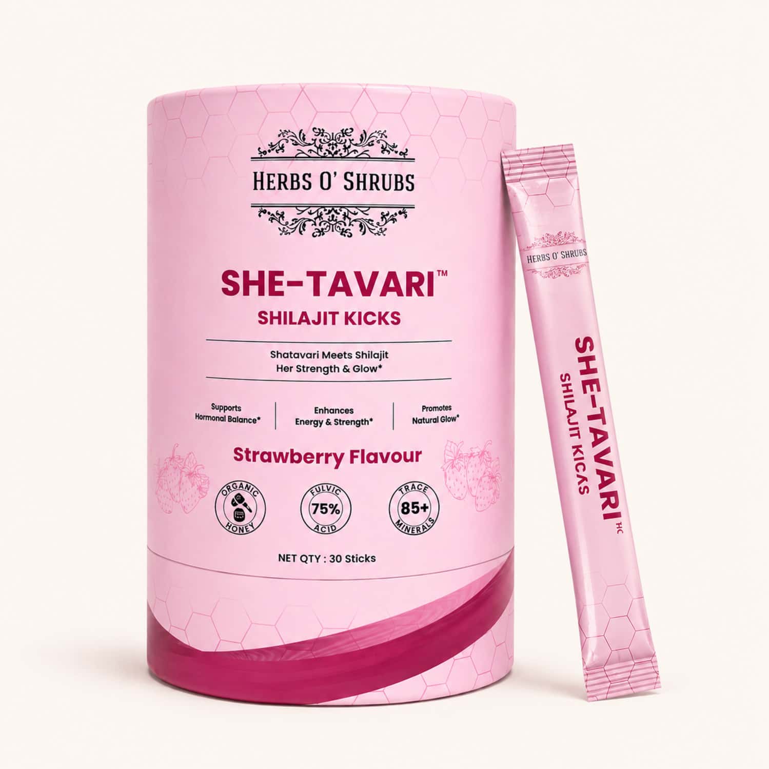 Herbs O' Shrubs She-Tavari Shilajit Kicks | Ayurvedic Women Wellness Supplement | 30 Sticks