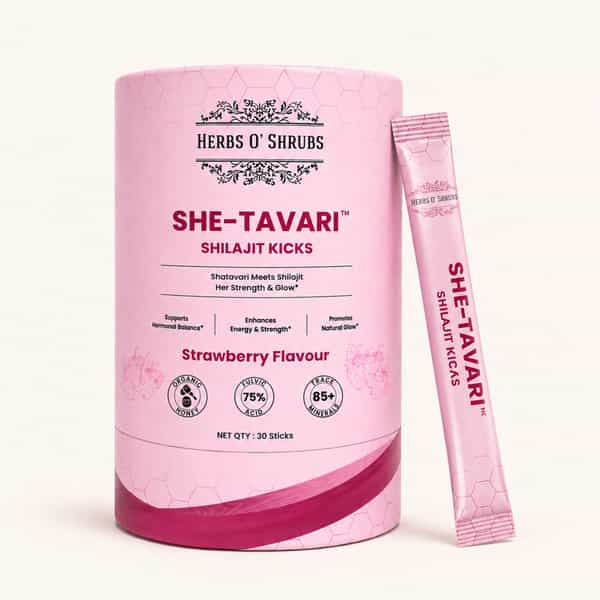 Herbs O' Shrubs She-Tavari Shilajit Kicks | Ayurvedic Women Wellness Supplement | 30 Sticks