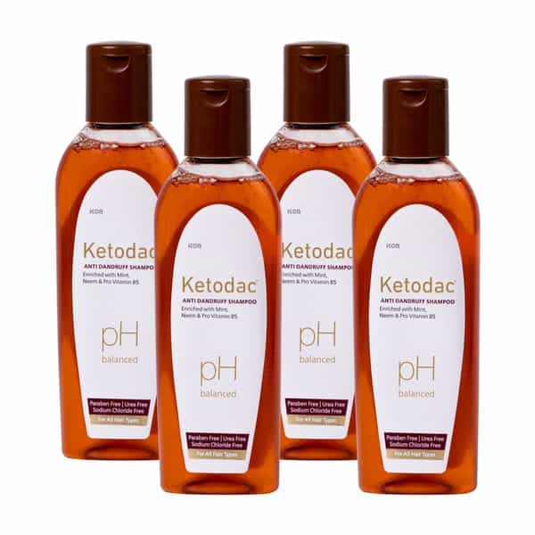 Ketodac Anti-Dandruff Shampoo 100 Ml | Ketoconazole 2 % | Paraben Free (Pack Of 4)