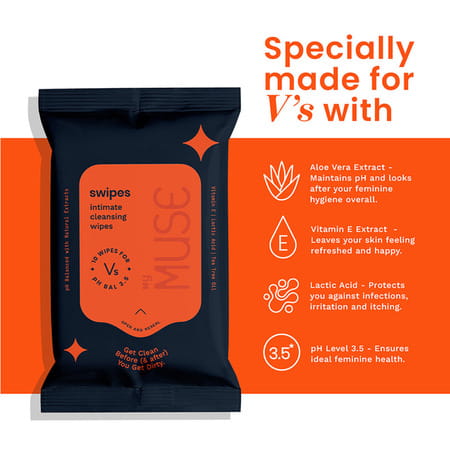 Mymuse Swipe For Women (80 Wipes) Pack Of 8 (V'S +P'S)