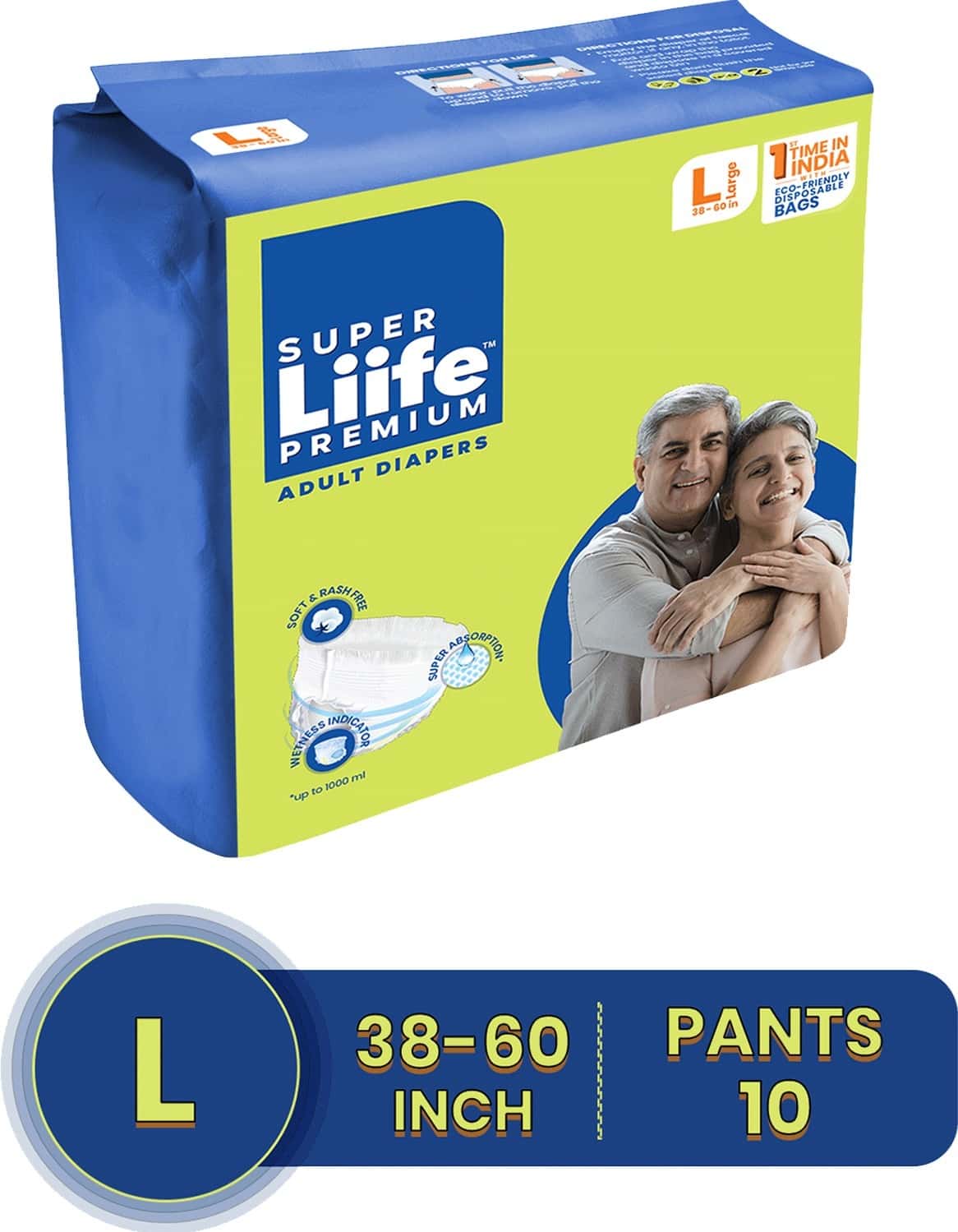 Buy SUPER LIFE RASH FREE ADULT DIAPERS PANTS STYLE WITH WETNESS 10