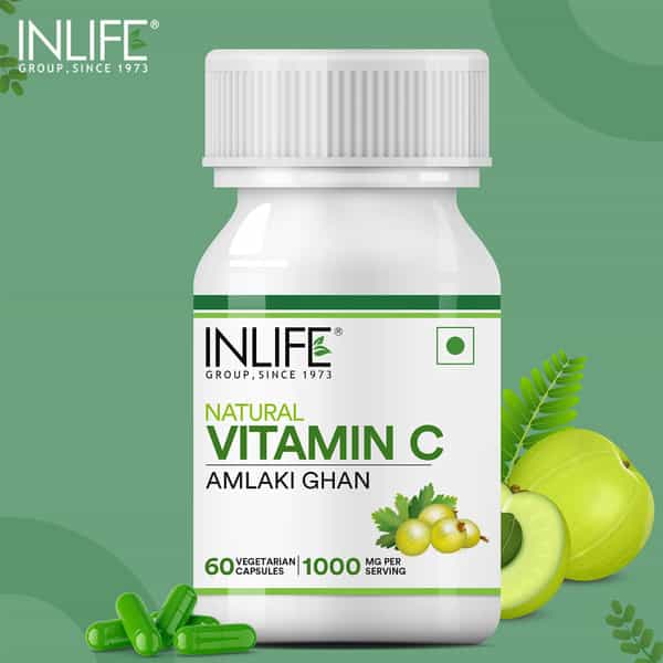 Inlife Natural Vitamin C Amla Extract For Immunity For Men Women Supplement -60 Vegetarian Capsules