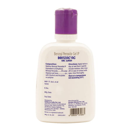 Benzac Ac 5% Bottle Of 100ml Gel Wash