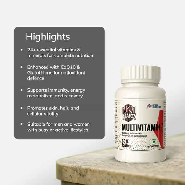 Kratoz Multivitamin + Multimineral Tablets With Coq10 & Glutathione - 60 Tablets