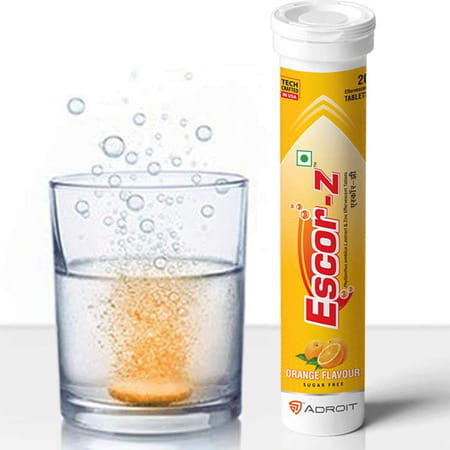 Escor-Z Effervescent Tablets| Orange Flavor| 20 Effervescent Tablets (Pack Of 3)