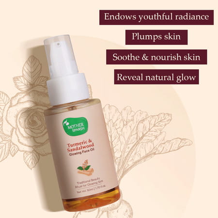 Mother Sparsh Turmeric And Sandalwood Light Weight & Non Sticky Face Oil For Skin Brightening- 50ml