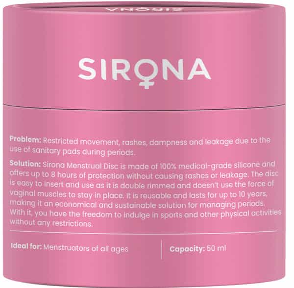 Sirona Reusable Menstrual Cup Disc For Women - Large -1 Unit