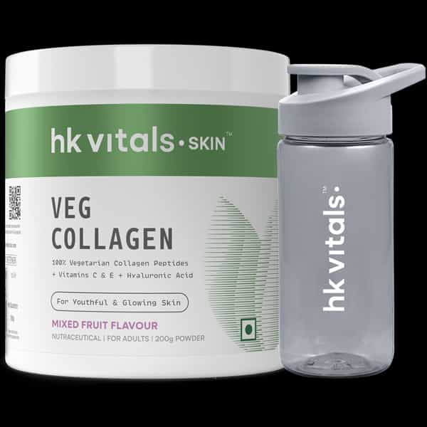 Hk Vitals Skin Radiance Veg Collagen Powder | 200 G | Mixed Fruit With Sip N Go Bottle