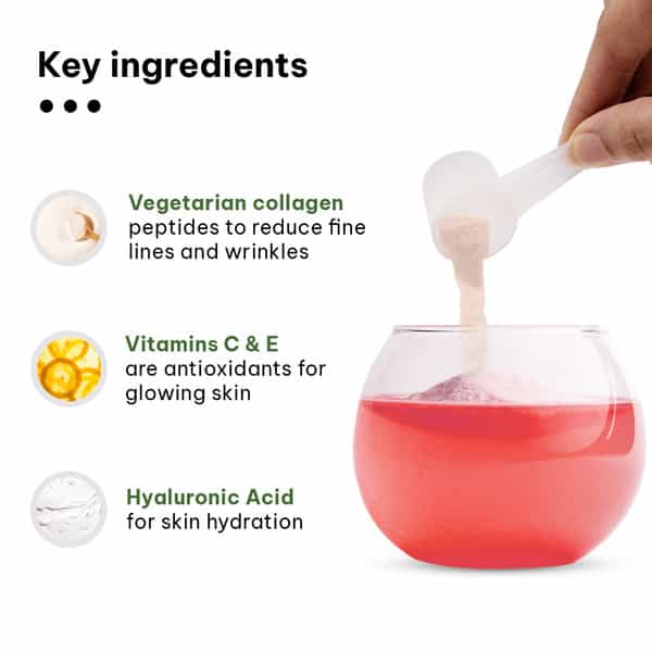 Hk Vitals Skin Radiance Veg Collagen Powder | 200 G | Mixed Fruit With Sip N Go Bottle