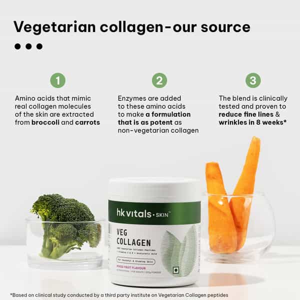 Hk Vitals Skin Radiance Veg Collagen Powder | 200 G | Mixed Fruit With Sip N Go Bottle