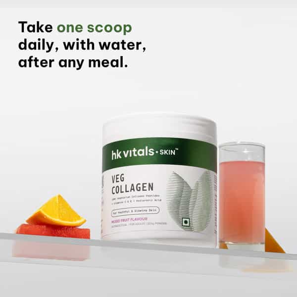 Hk Vitals Skin Radiance Veg Collagen Powder | 200 G | Mixed Fruit With Sip N Go Bottle