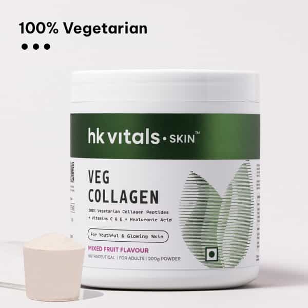 Hk Vitals Skin Radiance Veg Collagen Powder | 200 G | Mixed Fruit With Sip N Go Bottle