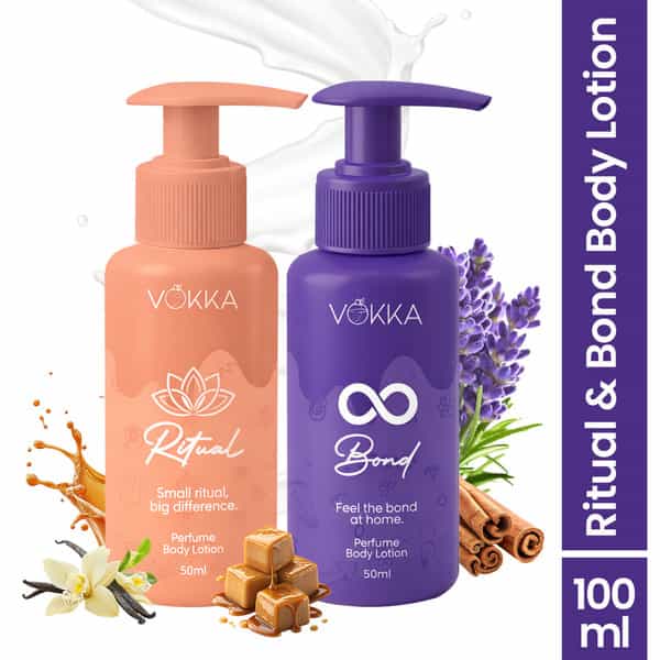 Vokka Ritual & Bonds Perfume Body Lotion Combo 50Ml X 2 | Vanilla Orchid & Warm Woody Fragrance