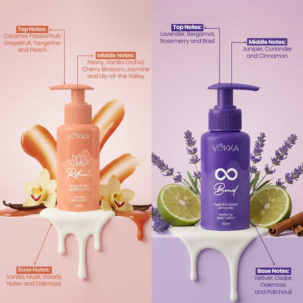 Vokka Ritual & Bonds Perfume Body Lotion Combo 50Ml X 2 | Vanilla Orchid & Warm Woody Fragrance