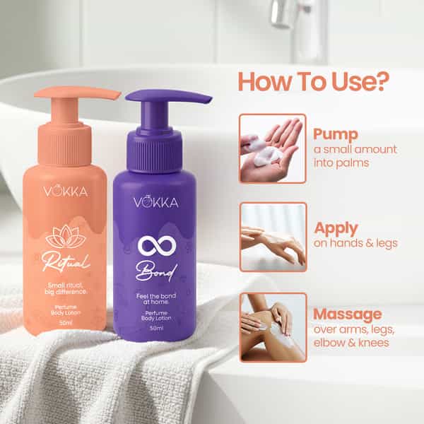 Vokka Ritual & Bonds Perfume Body Lotion Combo 50Ml X 2 | Vanilla Orchid & Warm Woody Fragrance