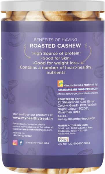 Healthy Treat Premium Roasted Cashew 400Gm - Pack Of 2 - 200 Gm Each