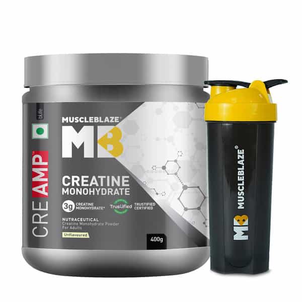 Muscleblaze Creatine Monohydrate Creamp With Creabsorb (400 G | Unflavoured) With Shaker | 650Ml