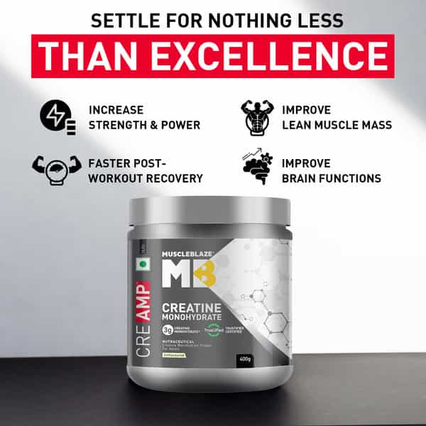 Muscleblaze Creatine Monohydrate Creamp With Creabsorb (400 G | Unflavoured) With Shaker | 650Ml
