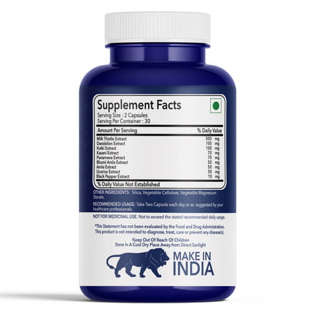 Fitness Veda Liver Detox Supplement | Plant Based Liver Support Supplement | Milk Thistle - 60n