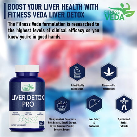 Fitness Veda Liver Detox Supplement | Plant Based Liver Support Supplement | Milk Thistle - 60n