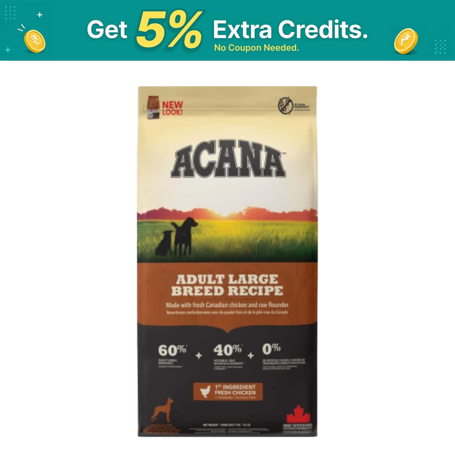 Acana Adult Large Breed Dry Dog Food | Grain Free Dog Food For All Life Stages | 17 Kg