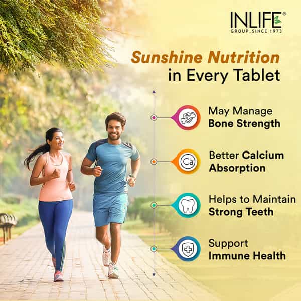Inlife Vitamin D3 K2 Supplement | Derived From Lichen (Plant Based) & Vitamin K2 (Mk7) | Veg - 60N