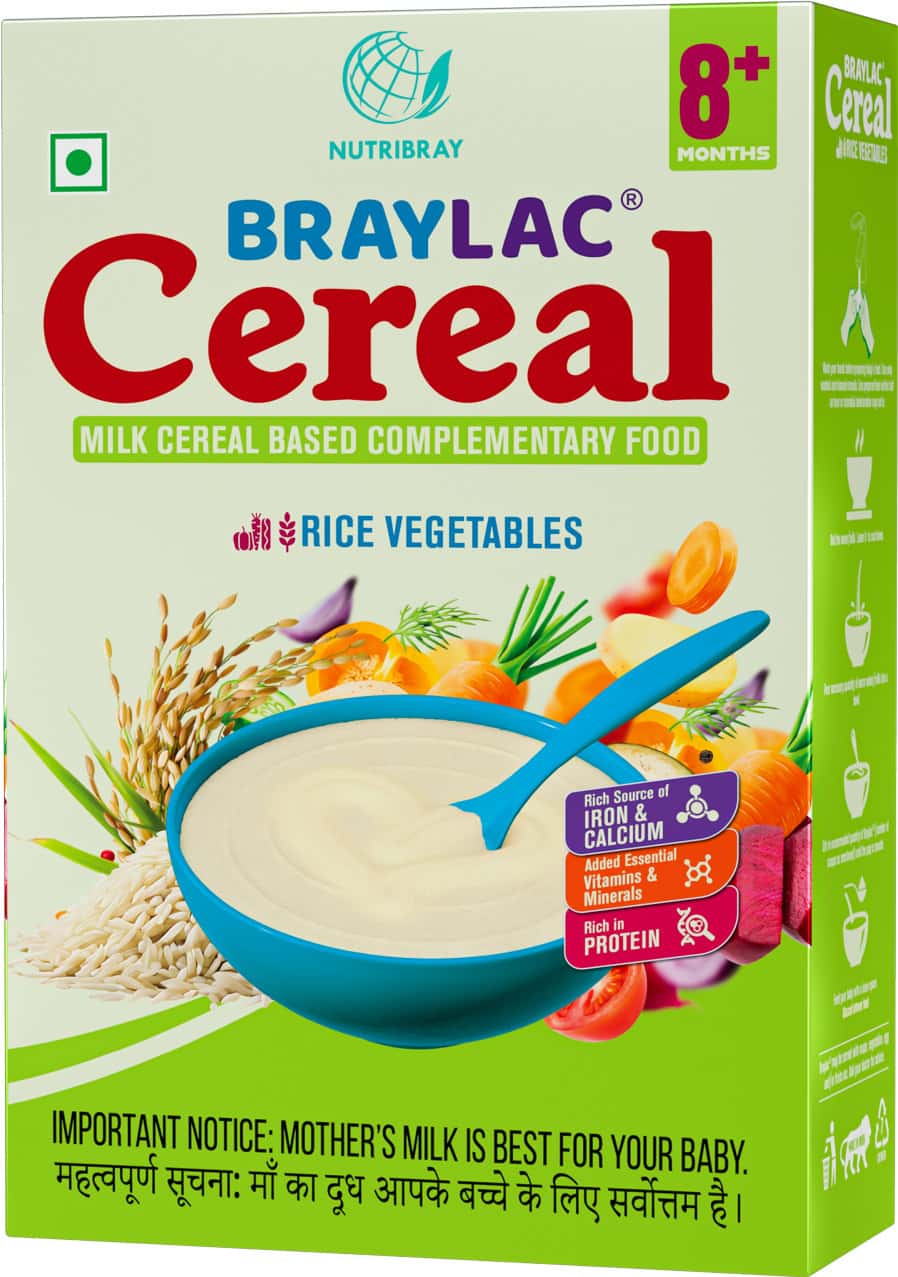 Braylac Cereal Rice & Vegetable | 300 Gm | Bag In Box | For 8+ Months Baby