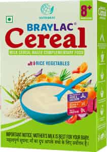 Braylac Cereal Rice & Vegetable | 300 Gm | Bag In Box | For 8+ Months Baby