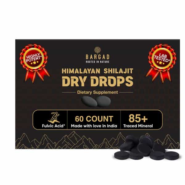 Bargad Himalayan Shilajit Dry Drops | >75% Fulvic Acid & 85+ Essential Minerals - 60N