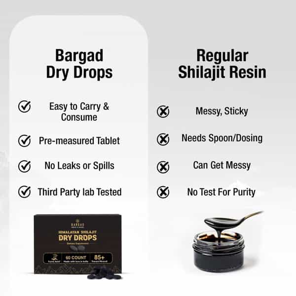Bargad Himalayan Shilajit Dry Drops | >75% Fulvic Acid & 85+ Essential Minerals - 60N