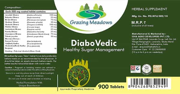 Grazing Meadows Diabonorm 900 Tablets | Natural Supplement For Healthy Sugar Management (Pack Of 2)