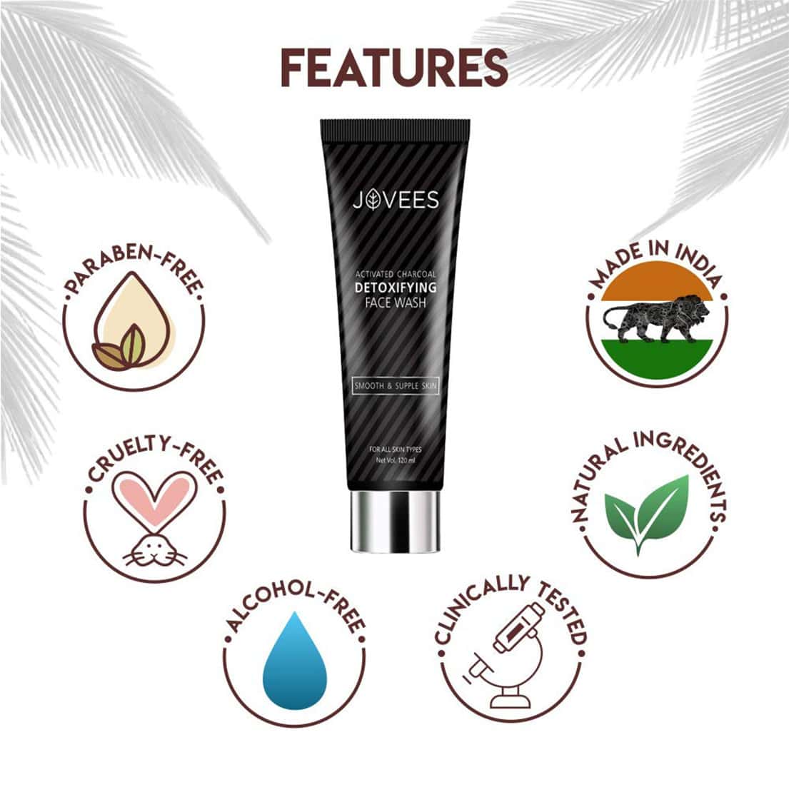 Buy JOVEES ACTIVATED CHARCOAL DETOXIFYING FACE WASH SMOOTH & SUPPLE