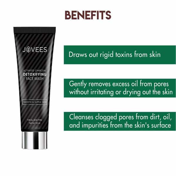 Jovees Activated Charcoal Detoxifying Face Wash Smooth & Supple Skin - 120 Ml