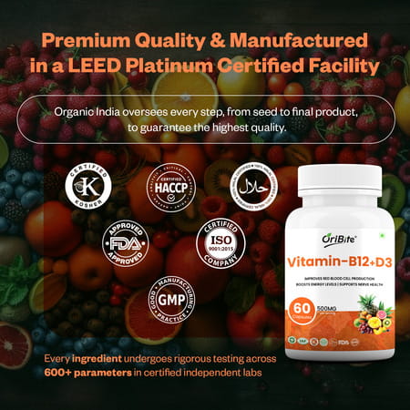 Oribite Vitamin B12 + D3 Capsules For Energy & Bones 60 Capsules