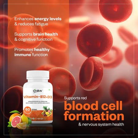Oribite Vitamin B12 + D3 Capsules For Energy & Bones 60 Capsules