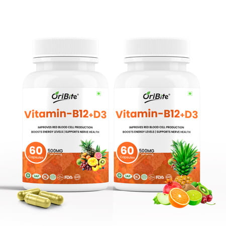 Oribite Vitamin B12 + D3 Capsules For Energy & Bones 60 Capsules