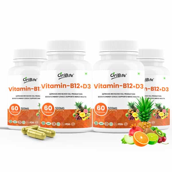 Oribite Vitamin B12 + D3 Capsules For Energy & Bones 60 Capsules