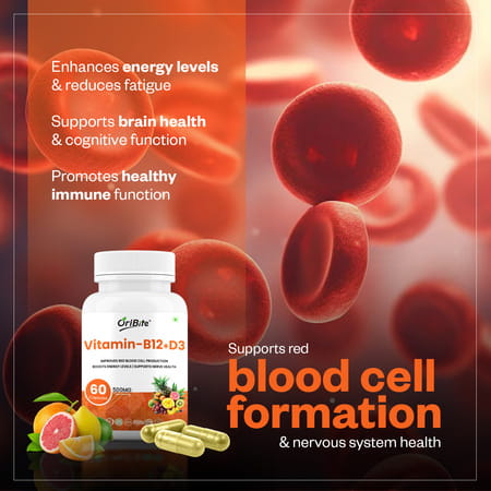 Oribite Vitamin B12 + D3 Capsules For Energy & Bones 60 Capsules