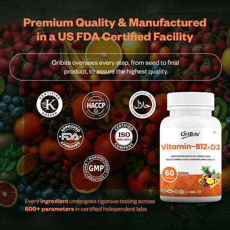 Oribite Vitamin B12 + D3 Capsules For Energy & Bones 60 Capsules