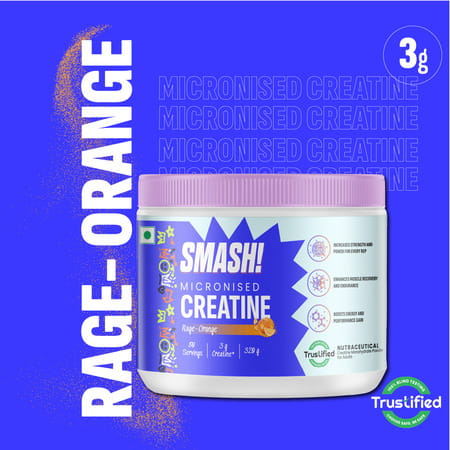 Smash Micronised Creatine Monohydrate Powder | Rage-Orange (80 Servings | 320g)