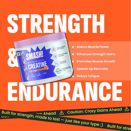 Smash Micronised Creatine Monohydrate Powder | Rage-Orange (80 Servings | 320g)