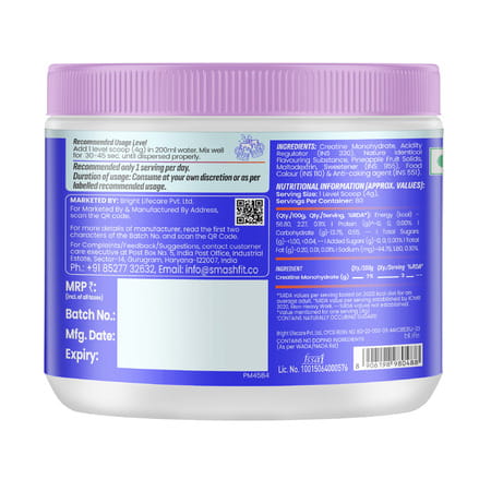 Smash Micronised Creatine Monohydrate Powder | Rage-Orange (80 Servings | 320g)