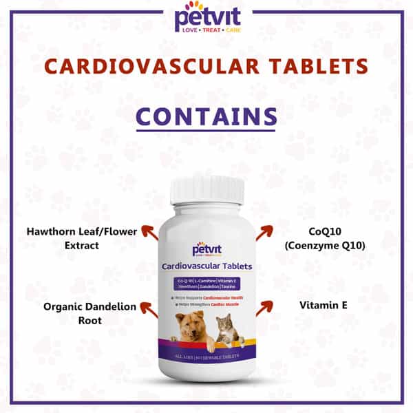 Petvit Cardiovascular Tablets - All Breeds Of Dogs & Cats 60 Chewable Tablets