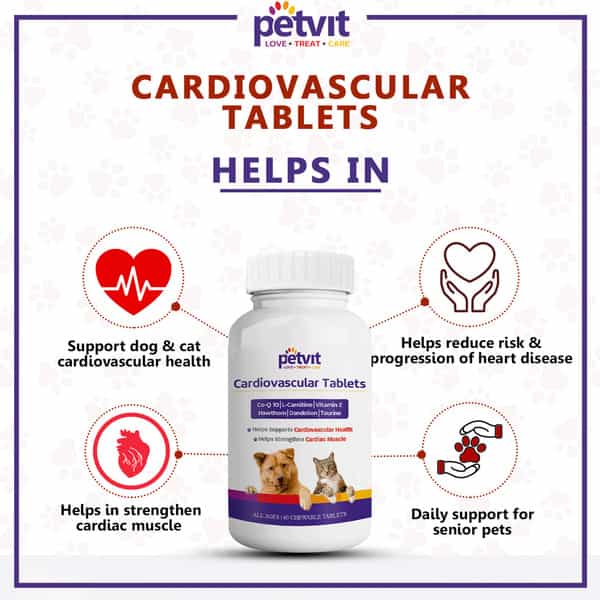 Petvit Cardiovascular Tablets - All Breeds Of Dogs & Cats 60 Chewable Tablets